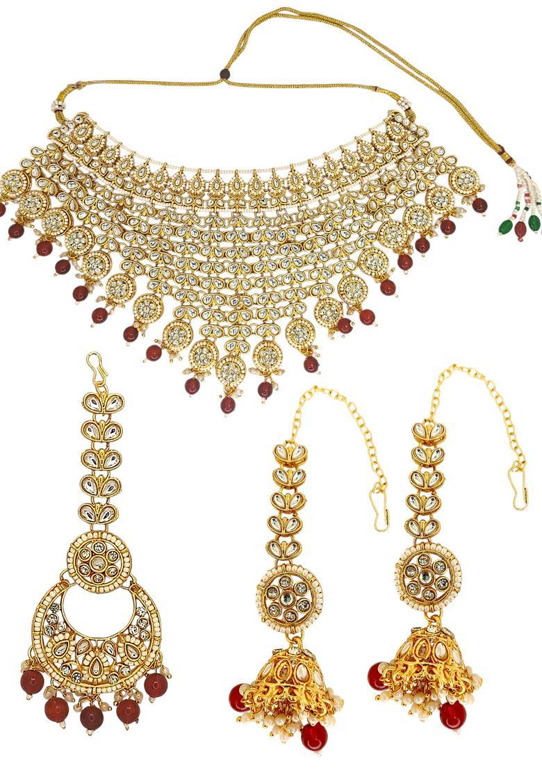 Golden Alloy Necklace Set - Indya