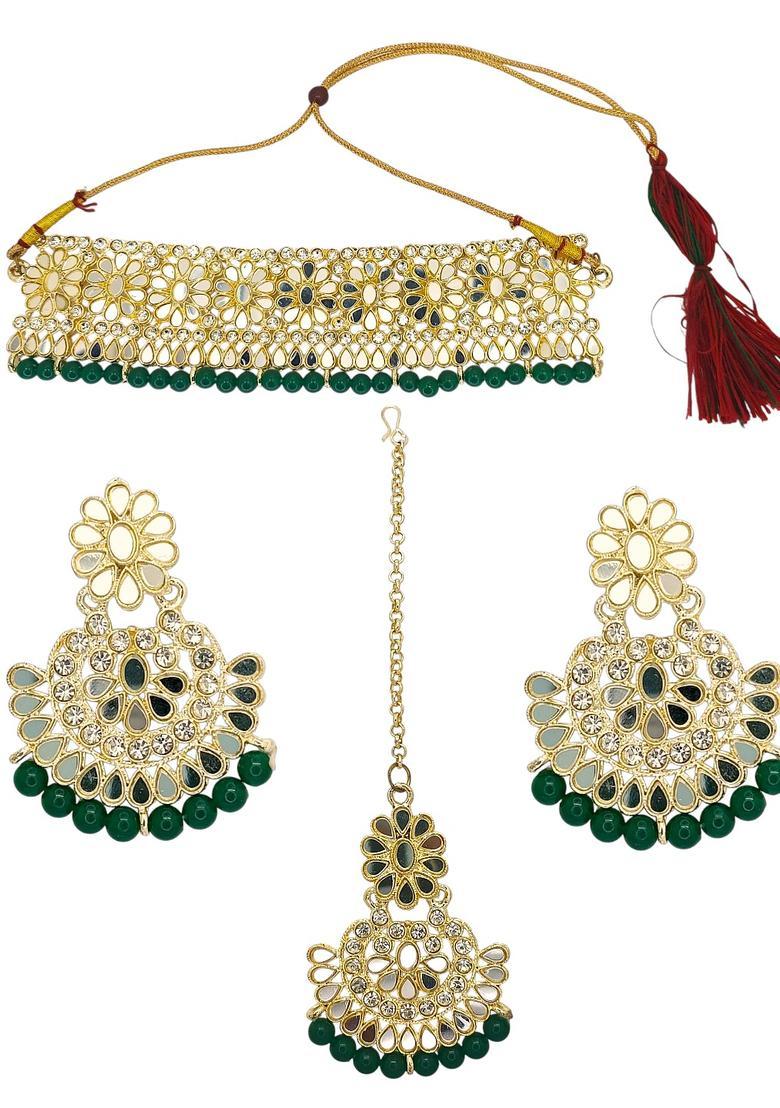 Golden Alloy Necklace Set - Indya