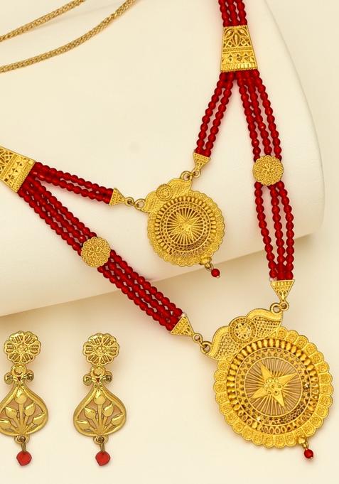 Golden Alloy Necklace Set