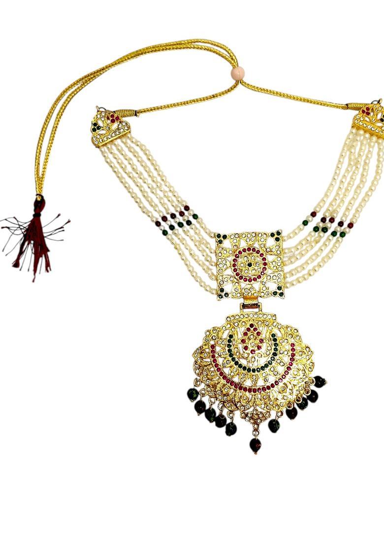 Golden Alloy Necklace Set - Indya