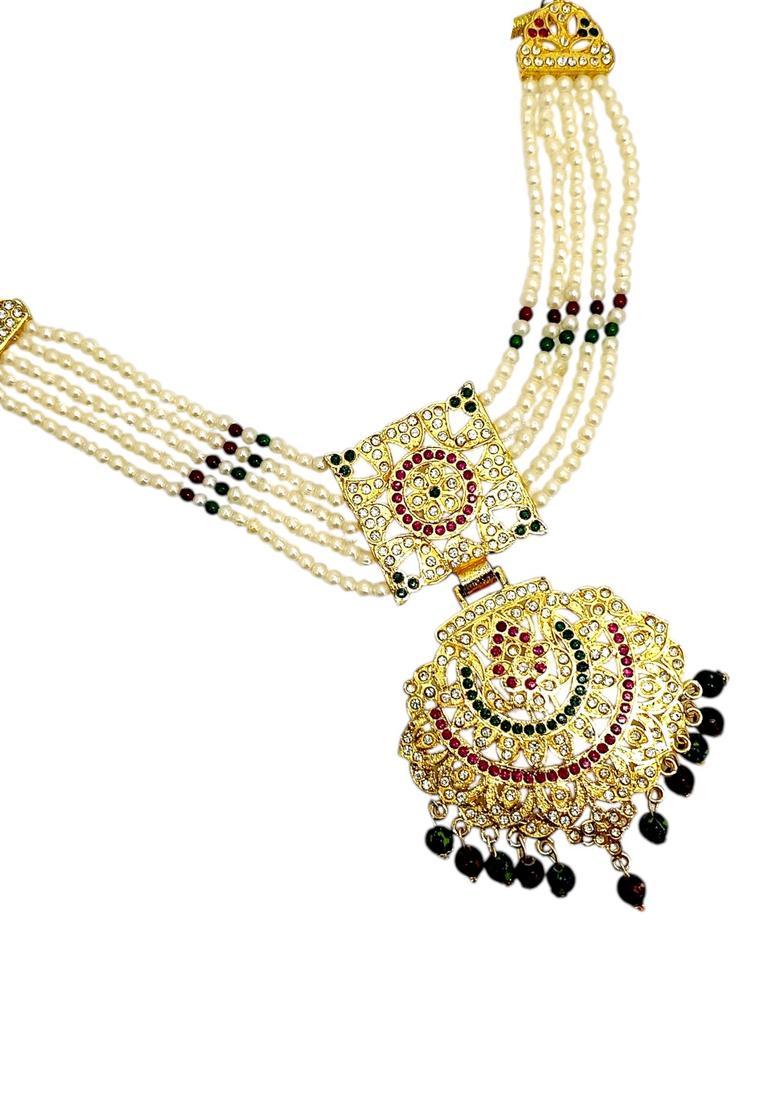 Golden Alloy Necklace Set - Indya
