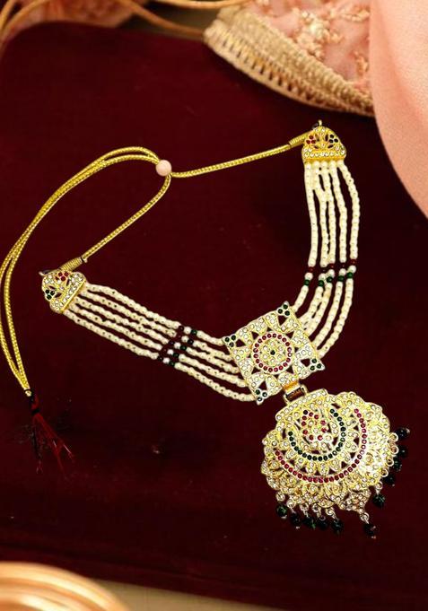 Golden Alloy Necklace Set