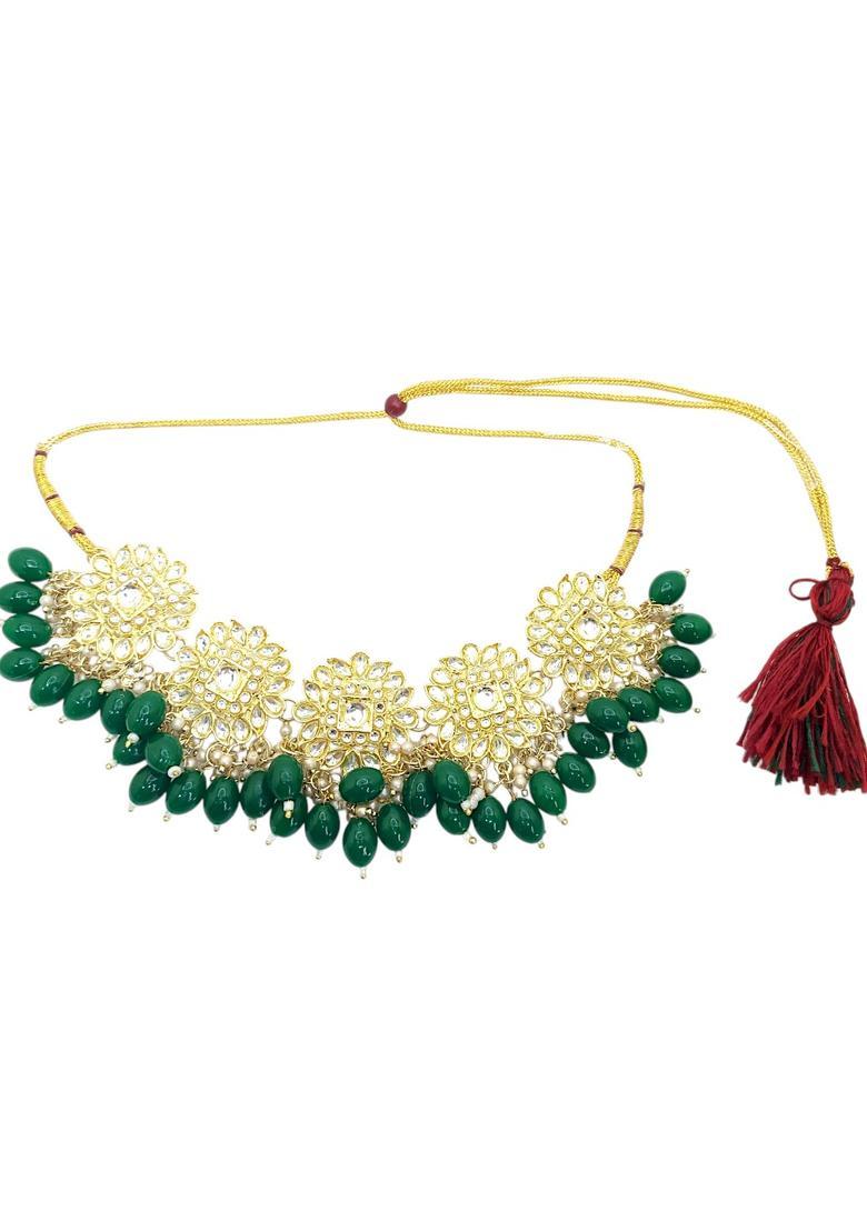 Golden Alloy Necklace Set - Indya