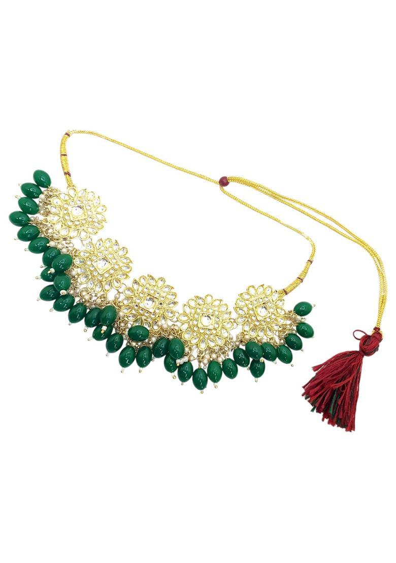 Golden Alloy Necklace Set - Indya