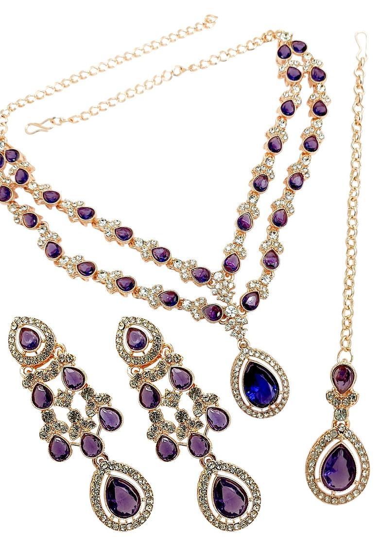 Golden Alloy Necklace Set - Indya