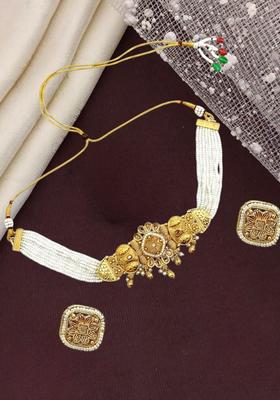 Golden Alloy Necklace Set