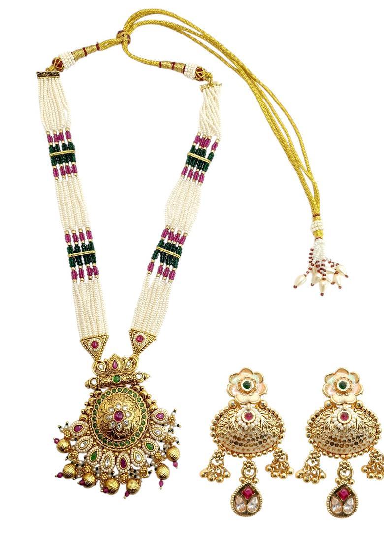 Golden Alloy Necklace Set - Indya