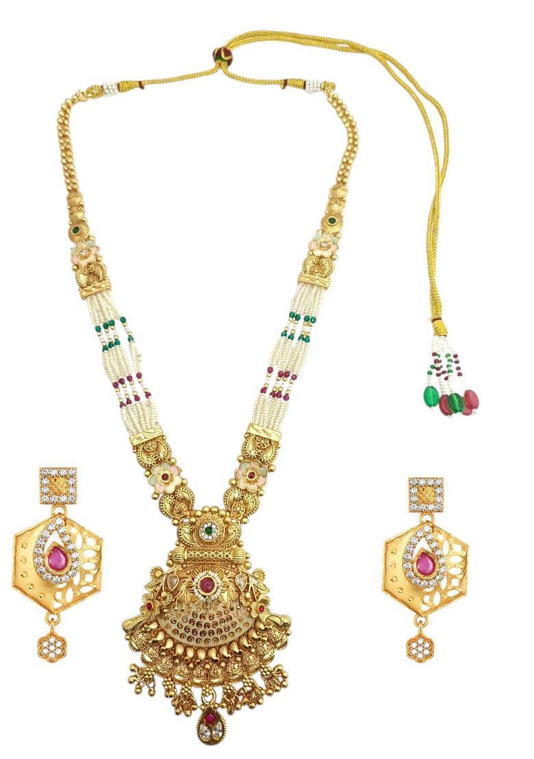 Golden Alloy Necklace Set - Indya