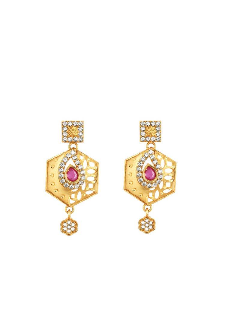 Golden Alloy Necklace Set - Indya