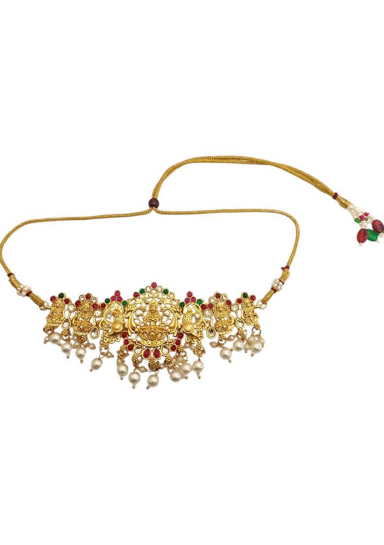 Golden Alloy Necklace Set - Indya