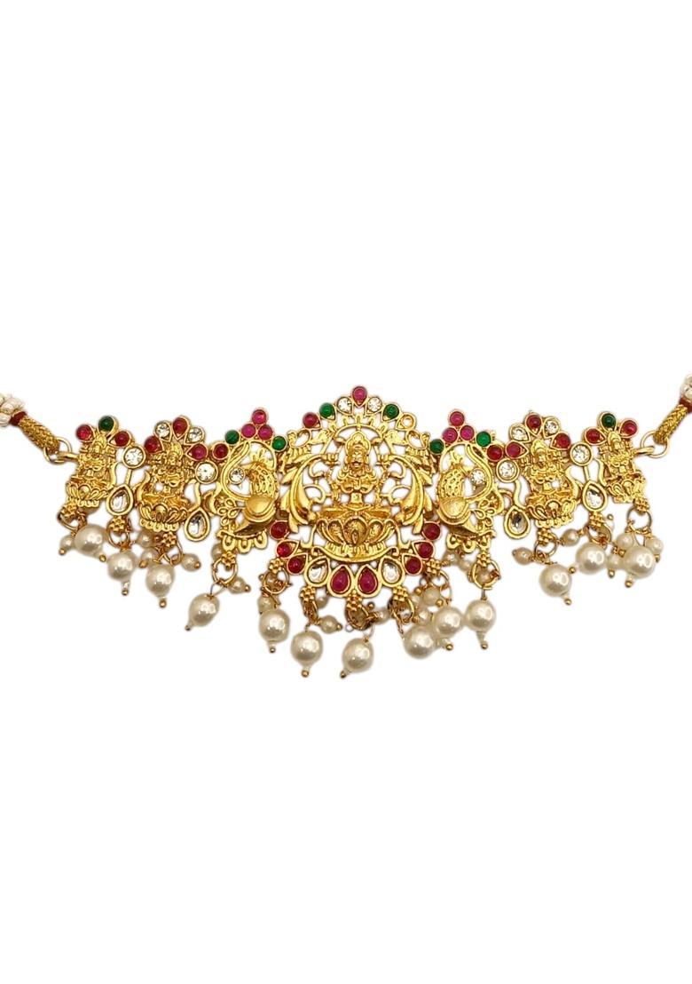 Golden Alloy Necklace Set - Indya