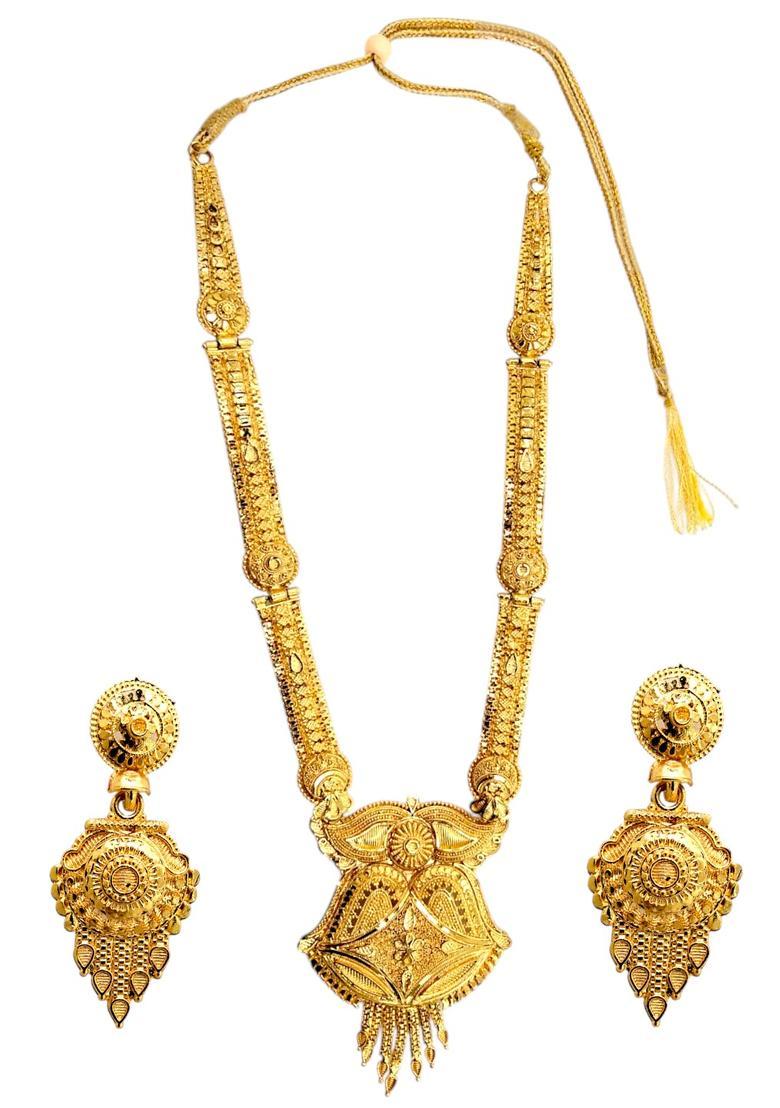 Golden Alloy Necklace Set - Indya