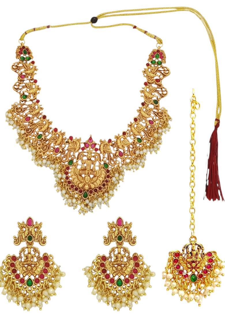 Golden Alloy Necklace Set - Indya