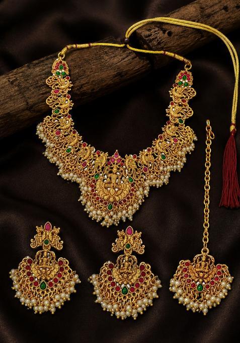 Golden Alloy Necklace Set