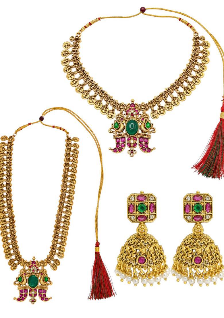 Golden Alloy Necklace Set - Indya