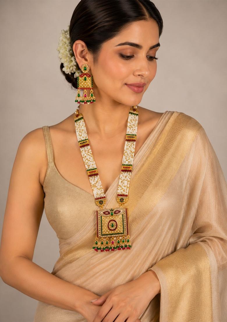Golden Alloy Necklace Set - Indya