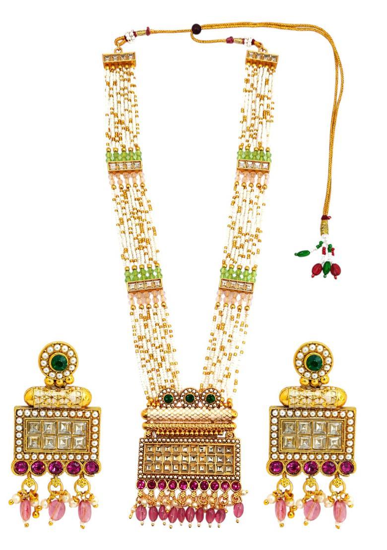Golden Alloy Necklace Set - Indya