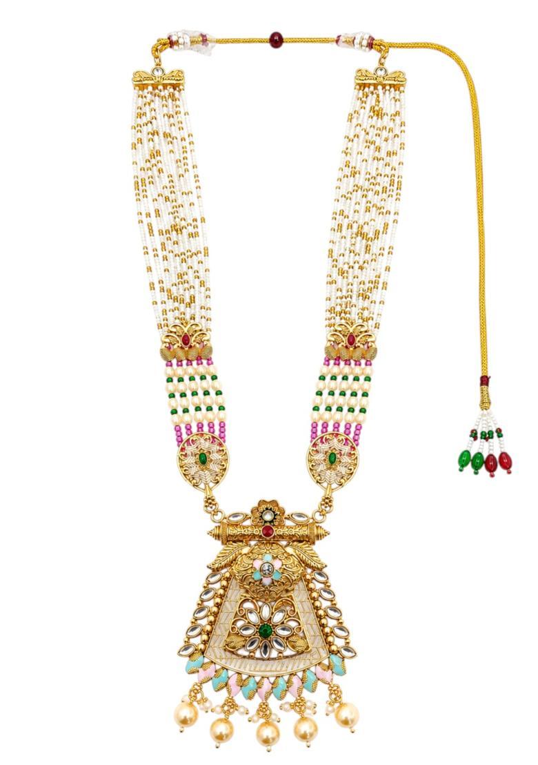 Golden Alloy Necklace Set - Indya