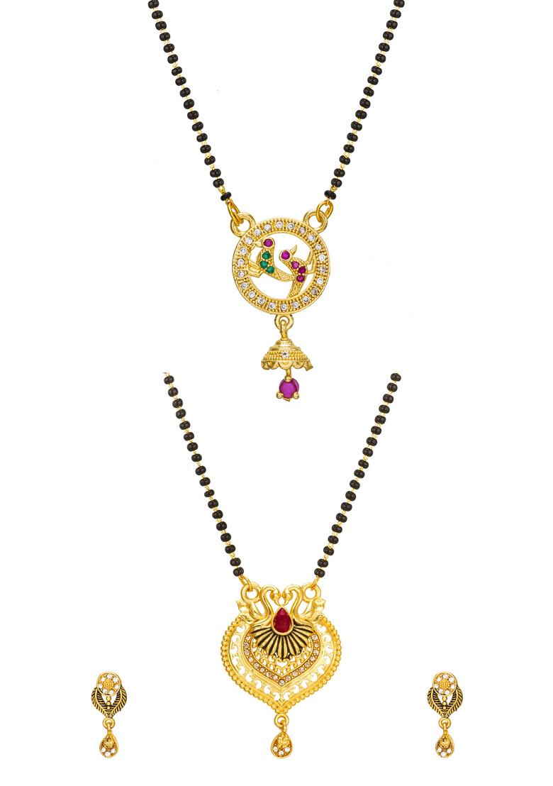Golden And Black Alloy Mangalsutra - Indya