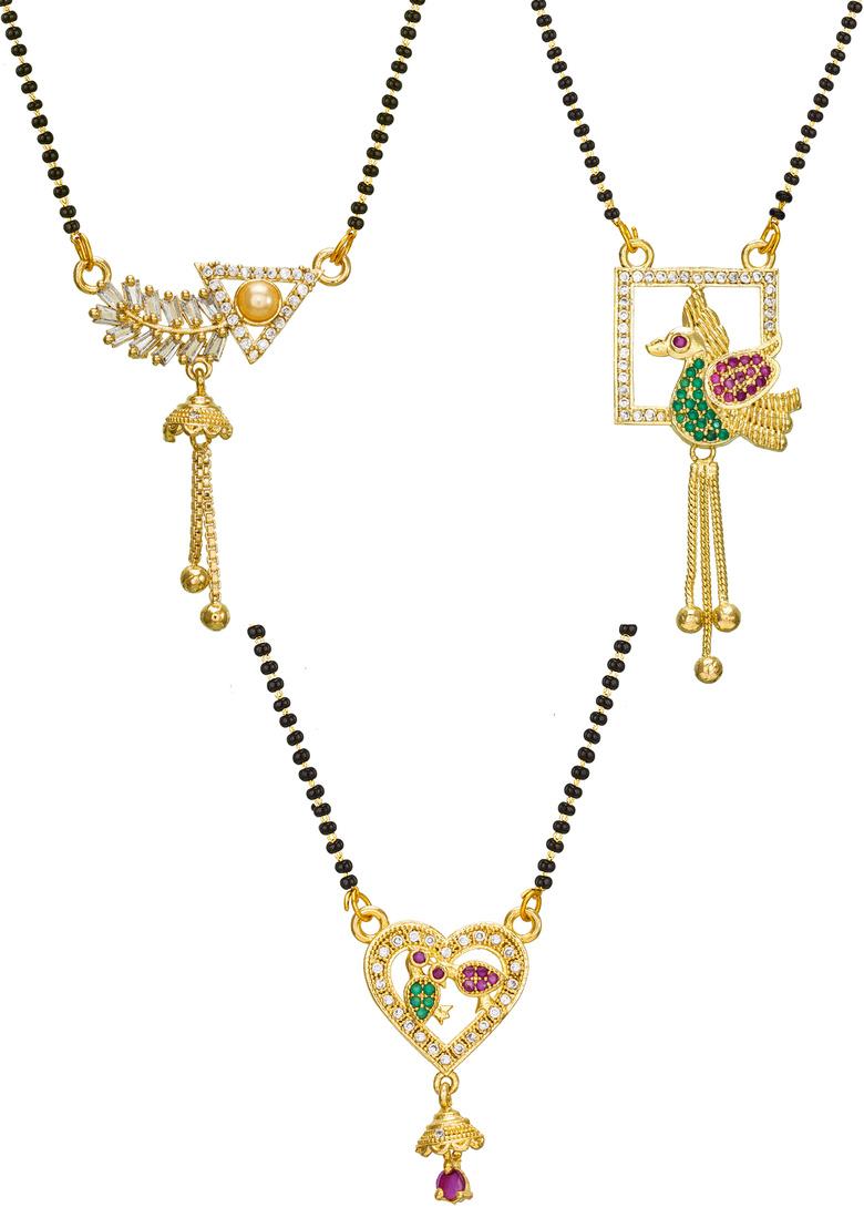 Golden And Black Alloy Mangalsutra - Indya