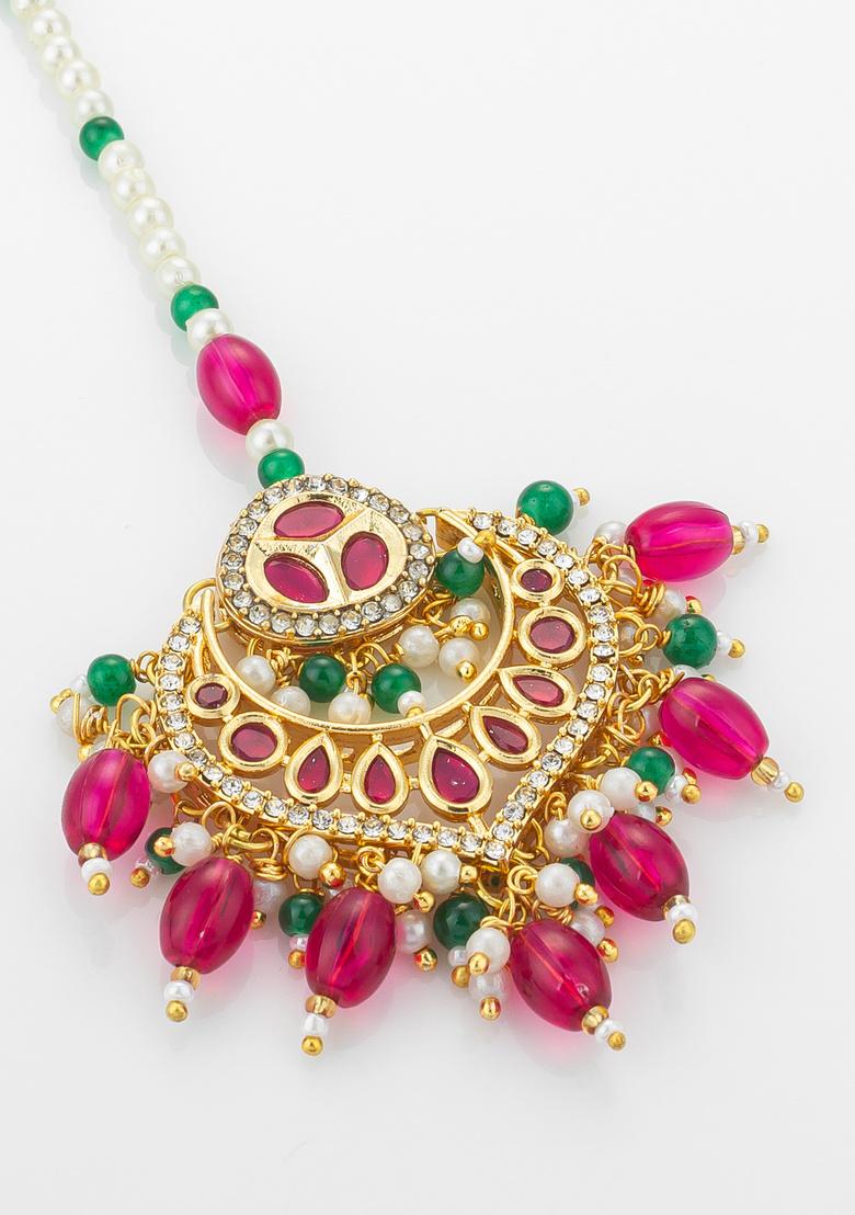 Maroon And White Alloy Mangtikka - Indya