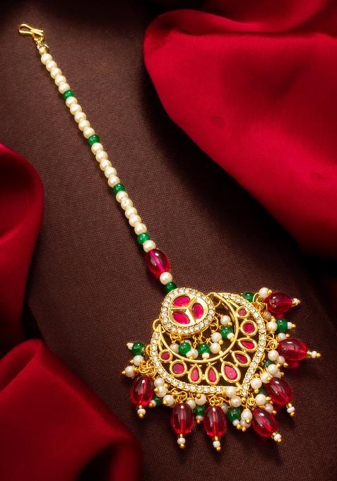 Maroon And White Alloy Mangtikka
