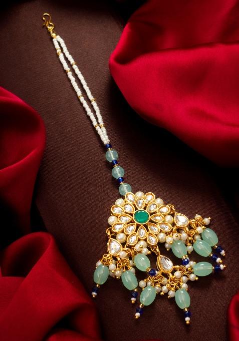 Mint Green And White Alloy Mangtikka