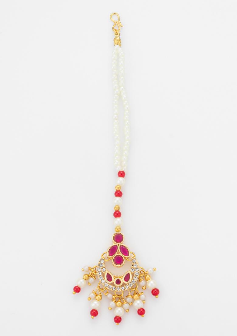 Maroon And White Alloy Mangtikka - Indya