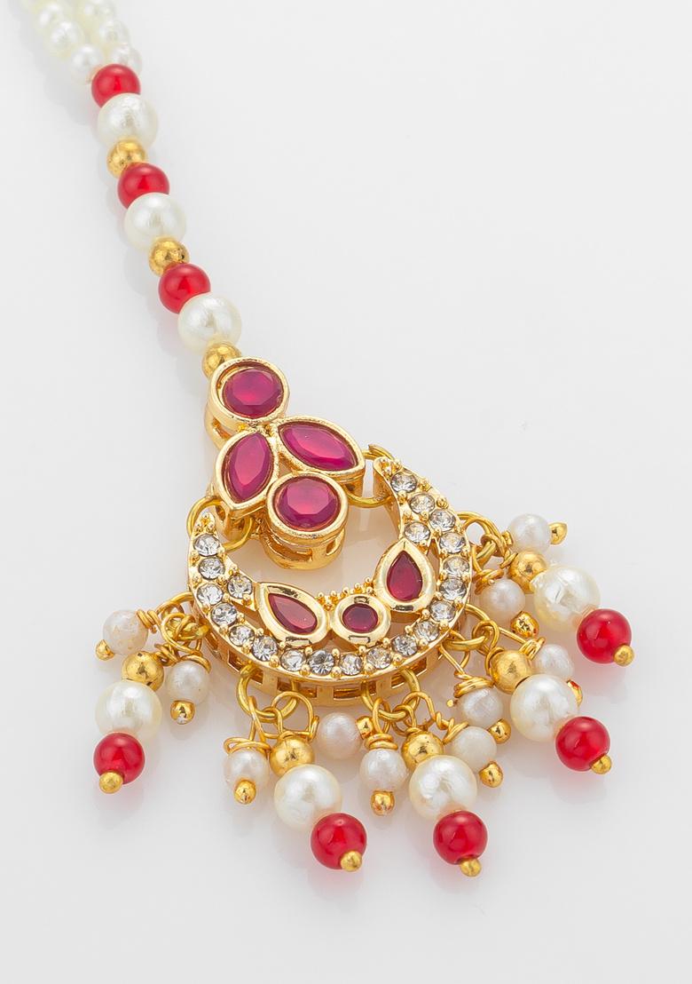 Maroon And White Alloy Mangtikka - Indya