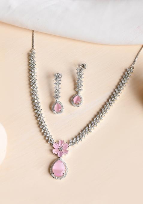 Baby Pink Stainless Steel Beads Jewellery Set