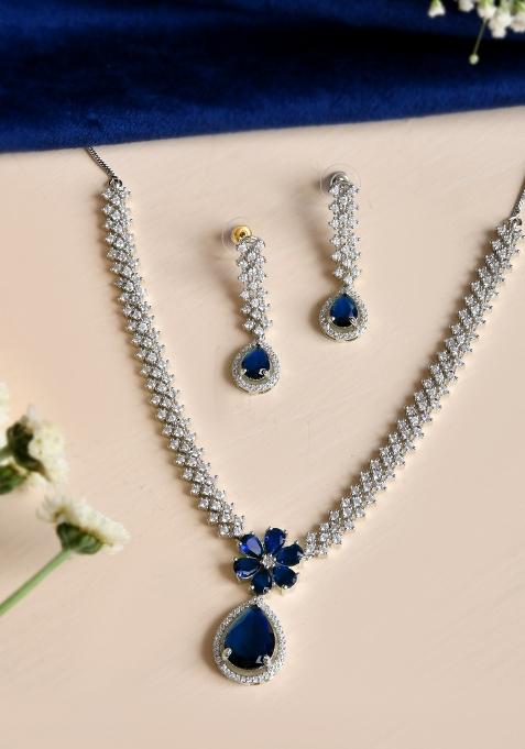 Blue Stainless Steel Beads Jewellery Set