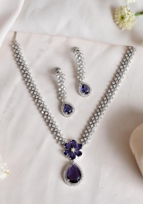 Purple Stainless Steel Beads Jewellery Set