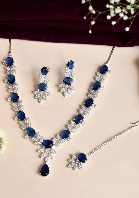 Blue Stainless Steel Beads Jewellery Set