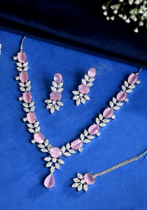 Baby Pink Stainless Steel Beads Jewellery Set