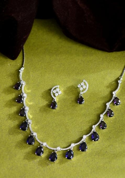 Purple Stainless Steel Beads Jewellery Set