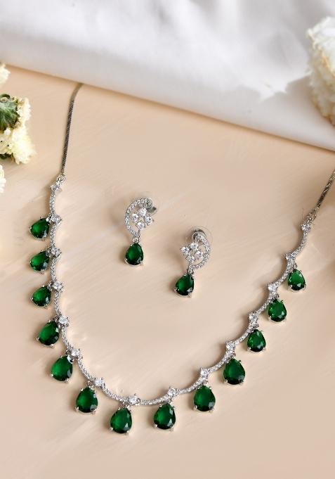 Green Stainless Steel Beads Jewellery Set