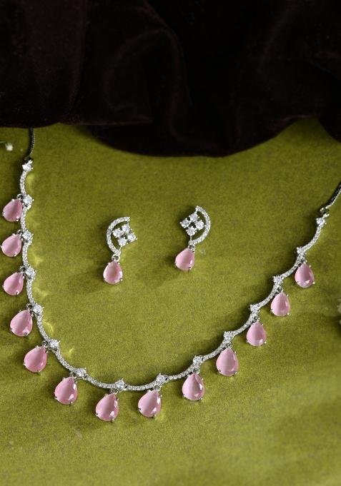 Baby Pink Stainless Steel Beads Jewellery Set
