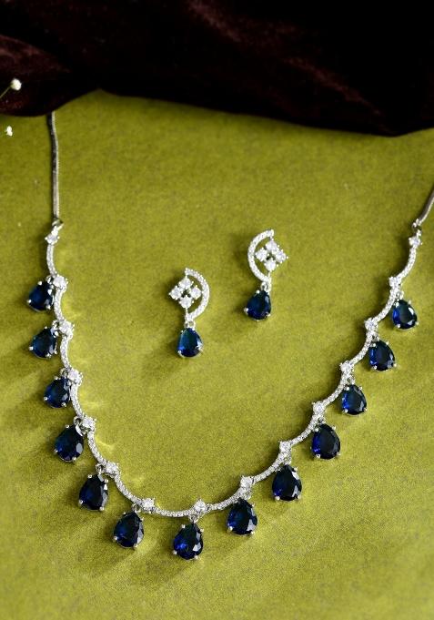 Blue Stainless Steel Beads Jewellery Set