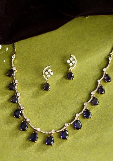 Purple Stainless Steel Beads Jewellery Set