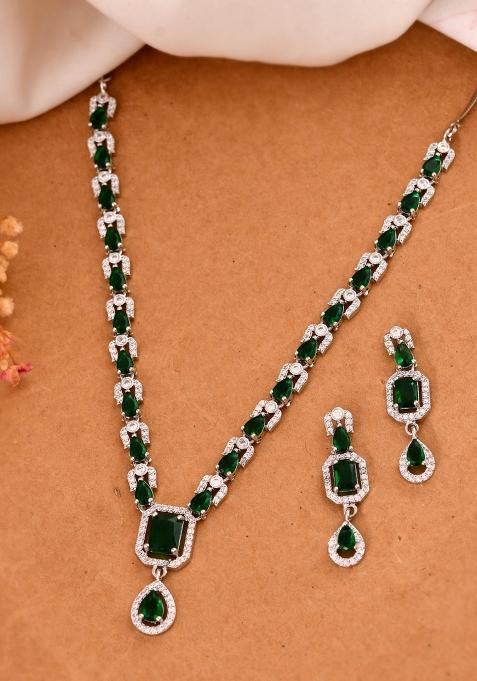 Green Stainless Steel Beads Jewellery Set