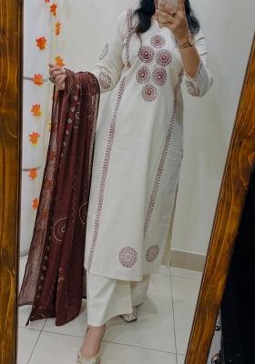 White Printed Cotton Kurta Set