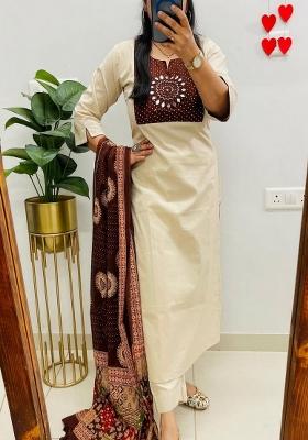 White Embroidered Cotton Kurta Set