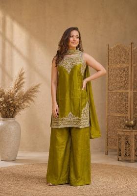 Yellow Embroidered Fendi Kurta Set