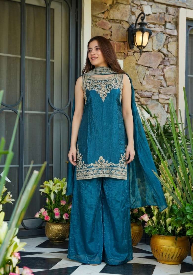 Rama Embroidered Fendi Kurta Set - Indya