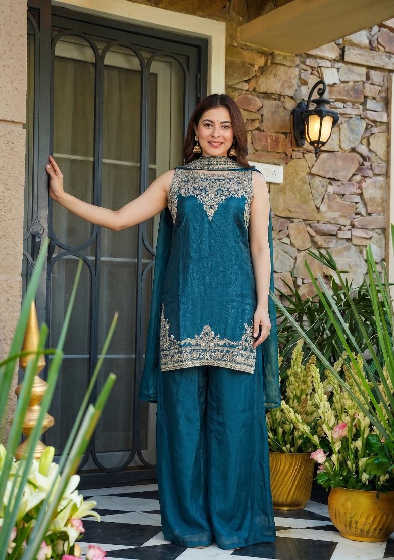 Rama Embroidered Fendi Kurta Set - Indya