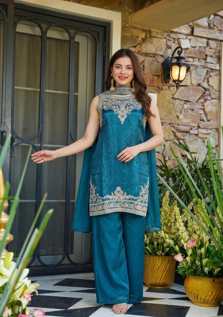 Rama Embroidered Fendi Kurta Set - Indya