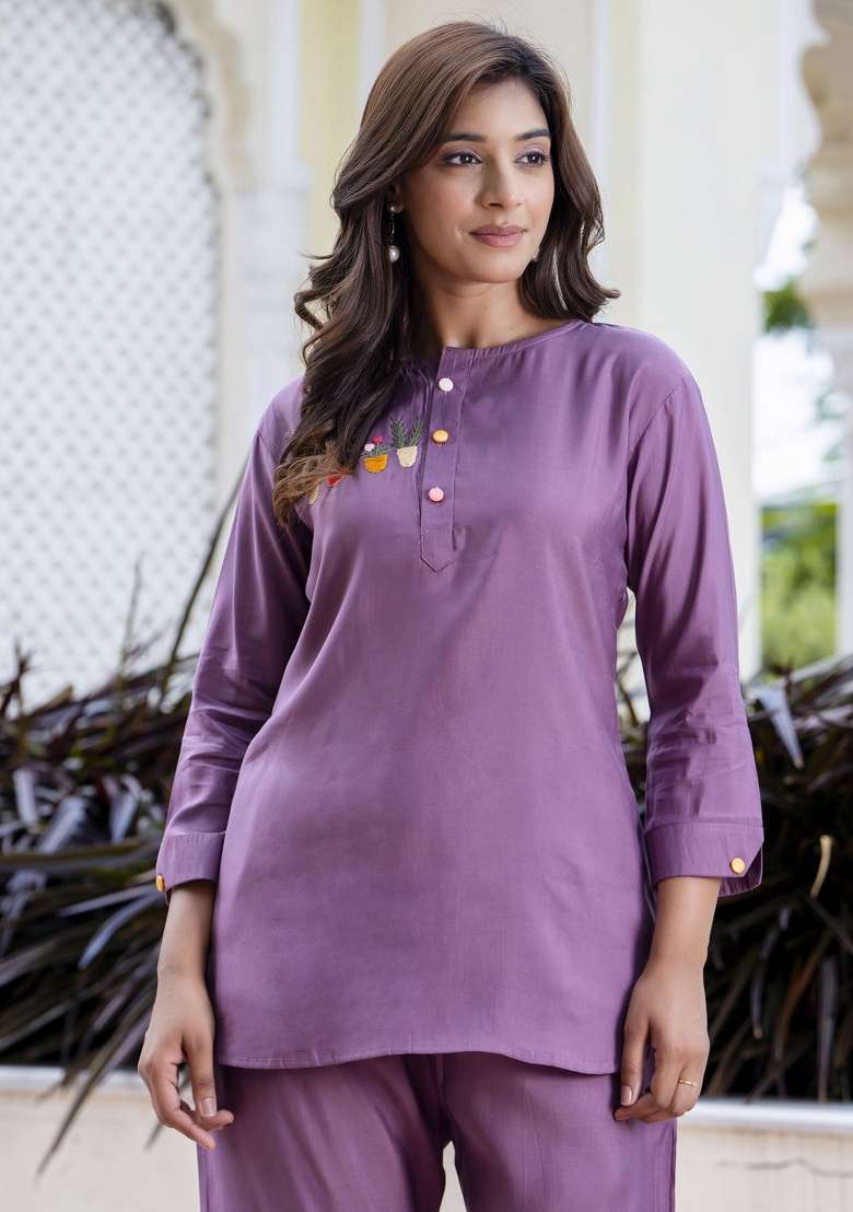 Lavender Silk Co-Ords Sets - Indya