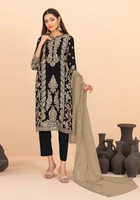 Black Embroidered Silk Pakistani Suit Set