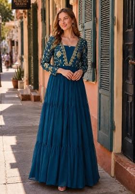 Navy Blue Embroidery Georgette Anarkali