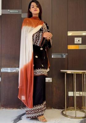Black Embroidery Georgette Kurta Set